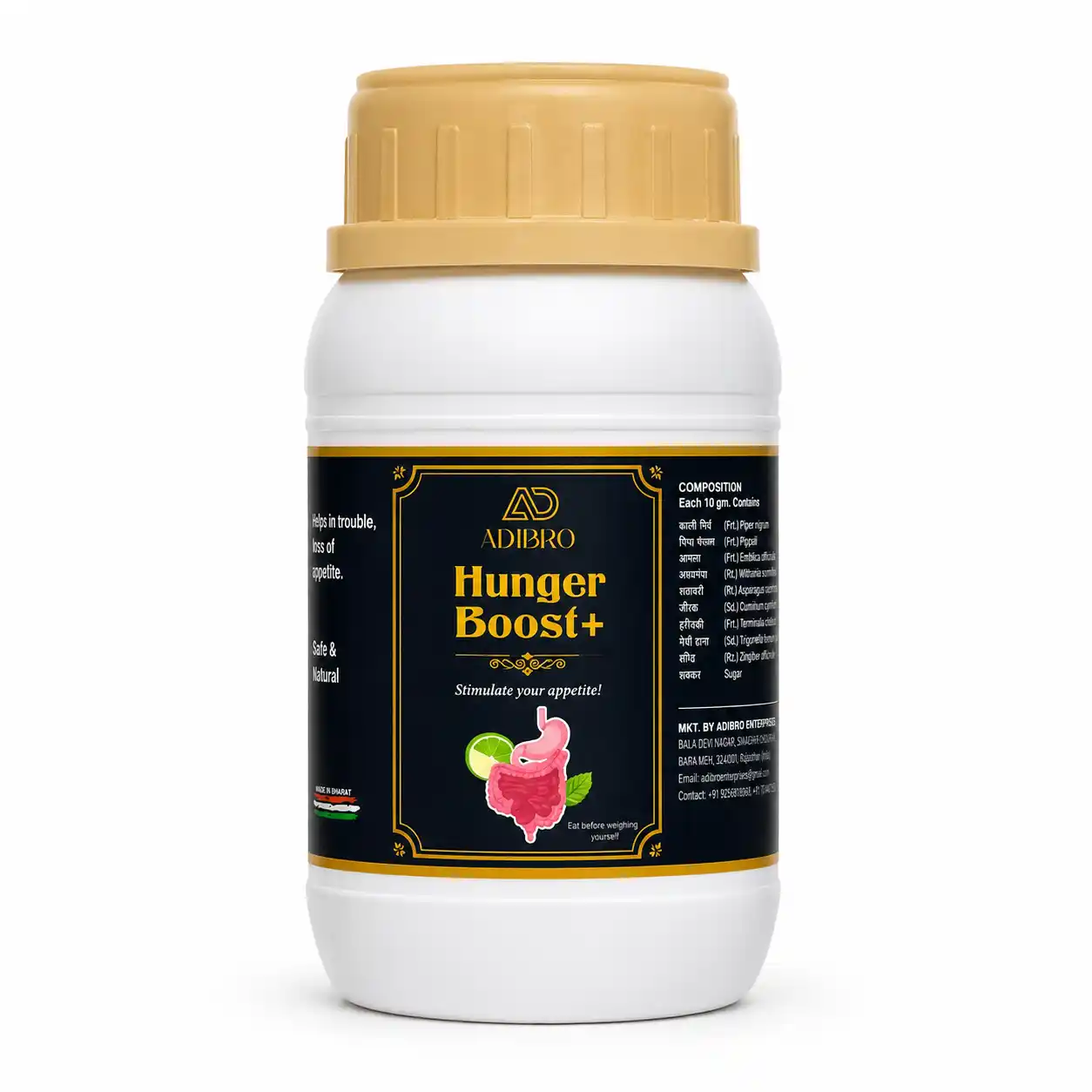 ADIBRO Hunger Boost+ Appetite Booster Powder | Ayurvedic Herbal Supplement for Healthy Digestion & Appetite Support